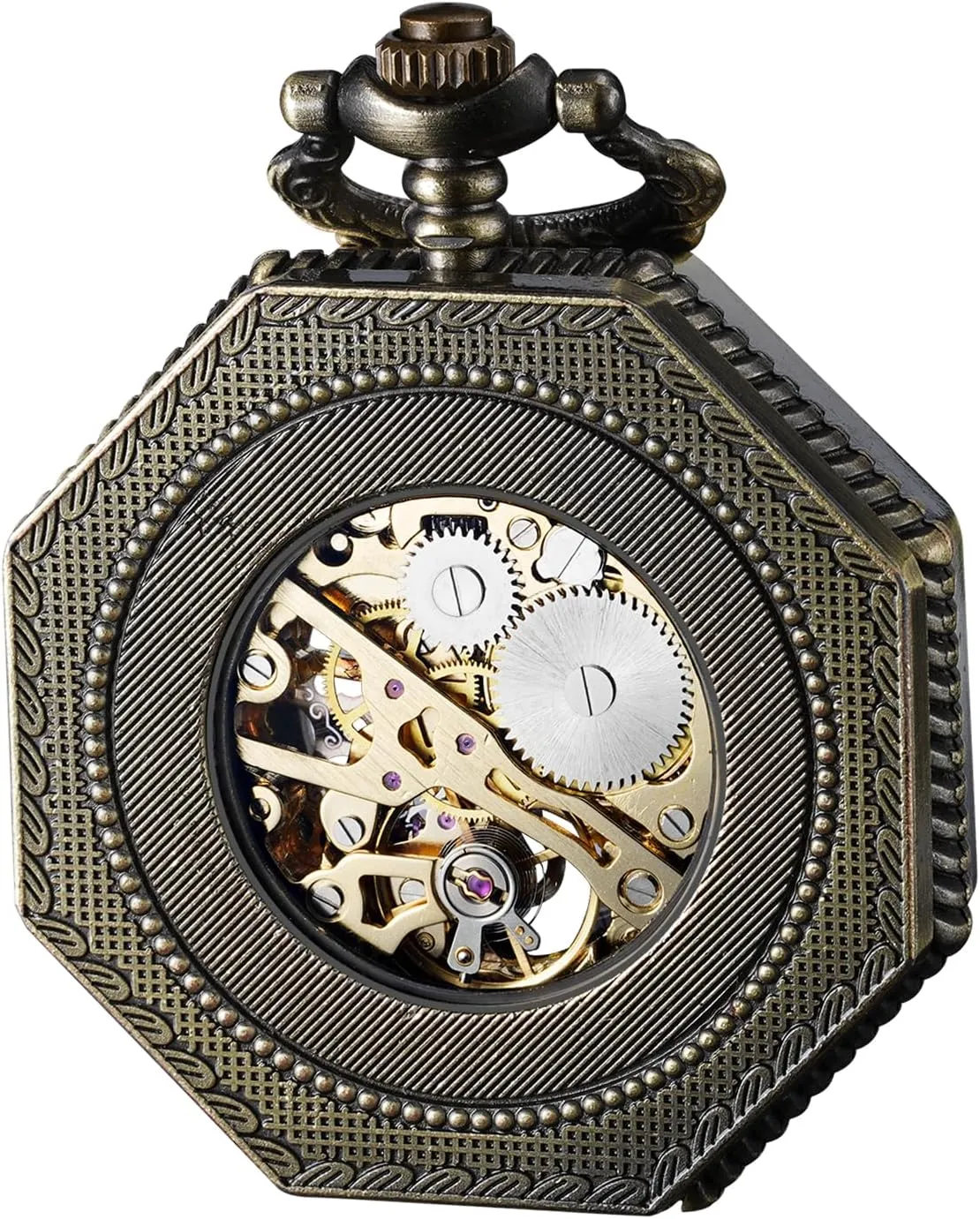 Roman Numberals Pocketwatch Gifts for Fathers Day BOSHIYA Vintage Mechanical Pocket membrane prevalent hypersensitive Watches for Men Luminous Steampunk Pocket Watch with Chain Black Skeleton Dial 