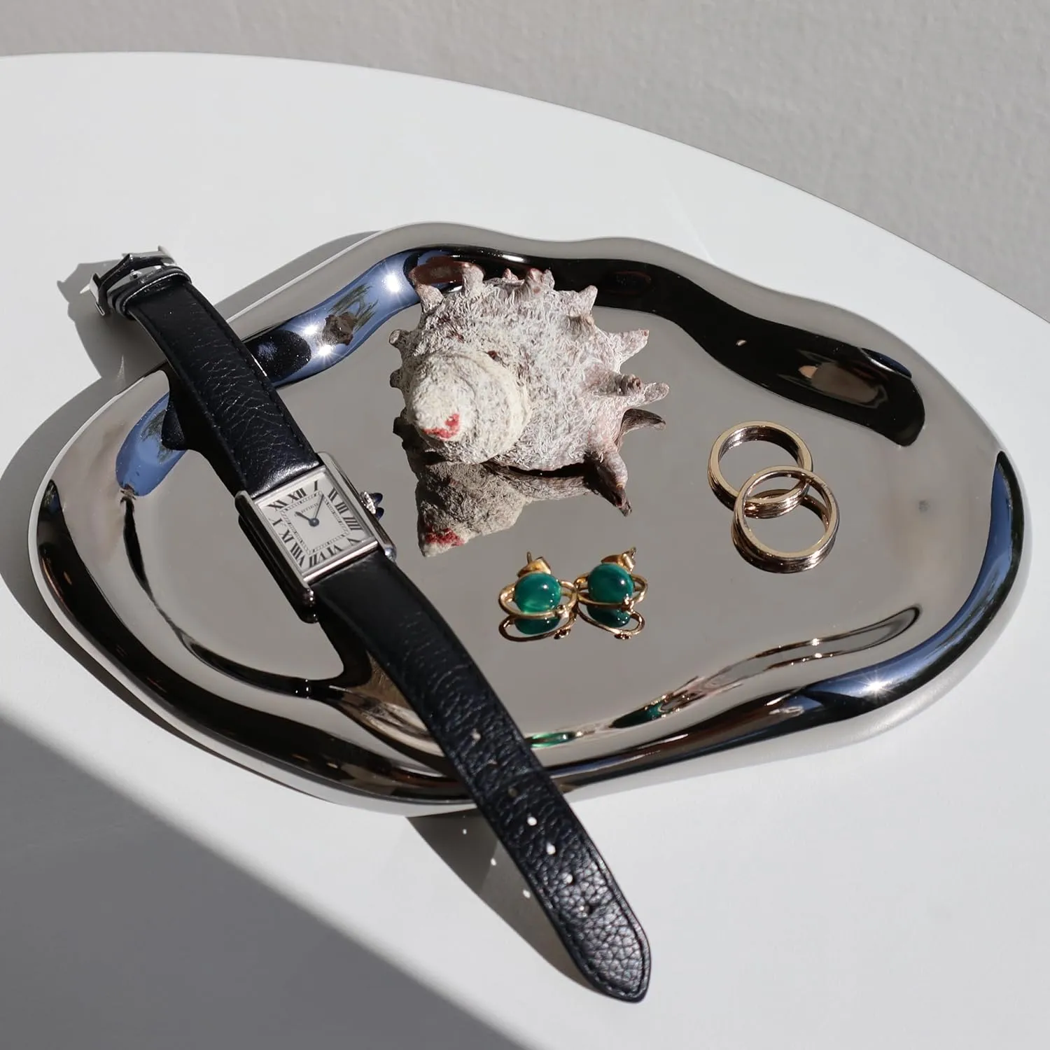 Room Decor Gifts for Women Modern Cloud-Shaped Ceramic Silver Jewelry Tray for for Rings, Earrings, Bracelets, Necklaces, Watches, Keys, display Perfumes. Aesthetic 