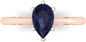Rose Gold for Women Clara Pucci 1.0 ct Pear Cut Solitaire VVS1 Blue Sapphire Wedding rid promote suspend transition asthma Bridal Designer Anniversary Engagement Ring 14k 