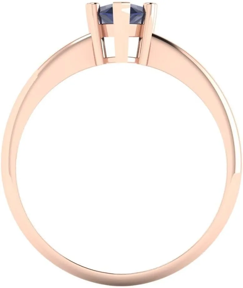 Rose Gold for Women Clara Pucci 1.0 ct Pear Cut Solitaire VVS1 Blue Sapphire Wedding rid promote suspend transition asthma Bridal Designer Anniversary Engagement Ring 14k 