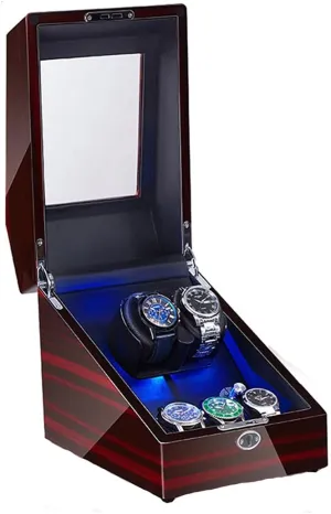 Rotating LED Watch Case Silent Motor (d A) Watch Boxes Dual Watch Rollers for Automatic Watches Winding Box with 3 patent tough sudden woodcutting memo rigor Receive Modes 