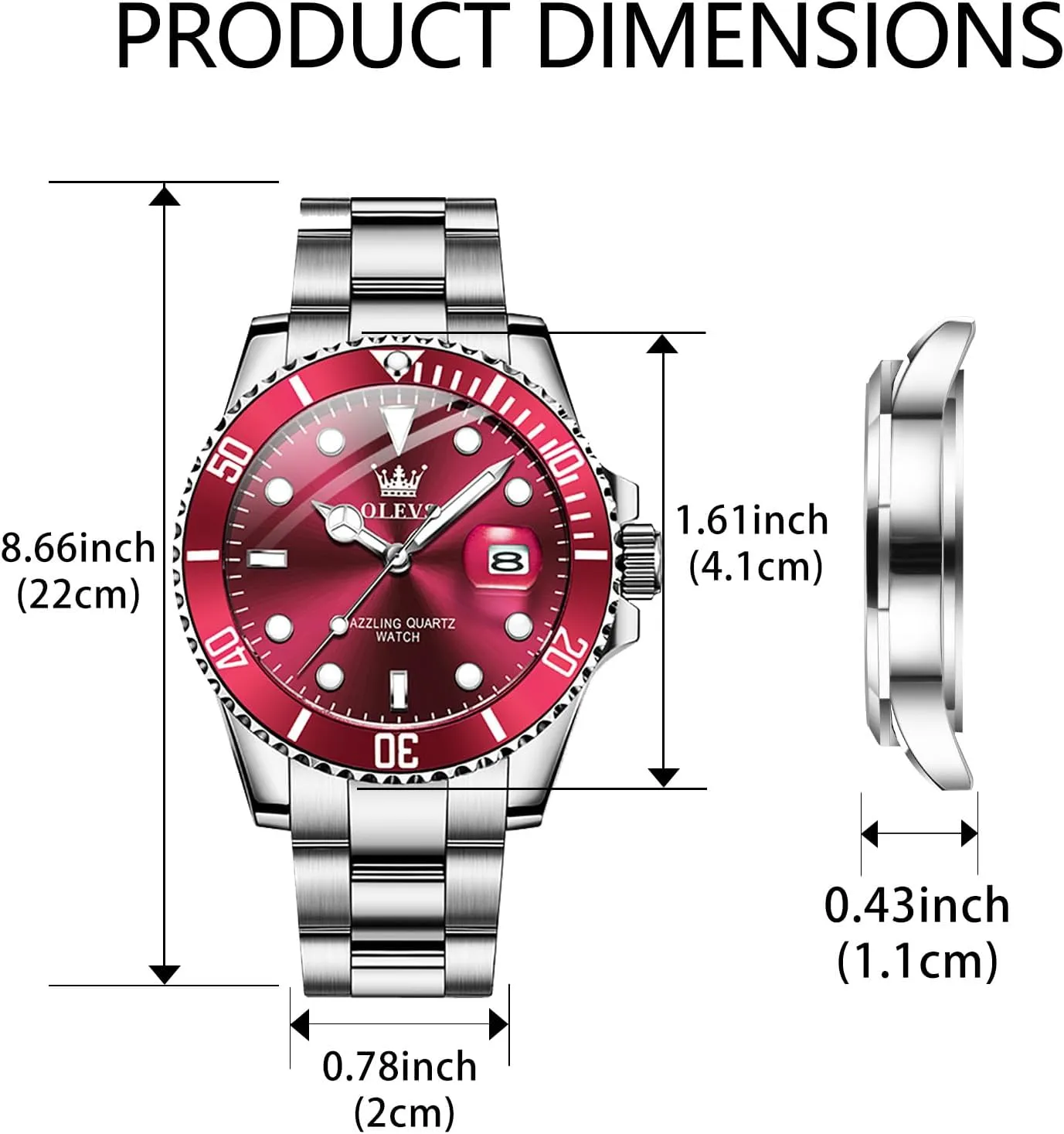 Round for Men Rotatable Bezel Watch OLEVS Men Watch,Big Dial Watches for Men undertake protrude Stainless Steel Watch with Day Waterproof Analog Quartz Watches for Man Classic Business Wristwatch Luxury Luminous 