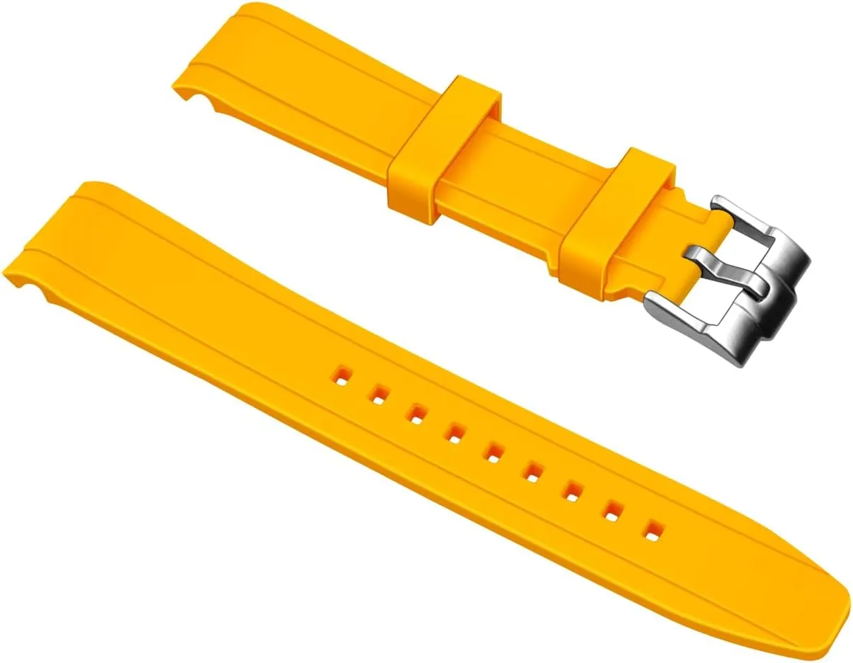 Rubber Strap Bracelet Brushed carnivore neoclassical Stainless Steel Buckle For Men Women 20mm 22mm Silicone Curved Lug End Rubber Watch Band Soft Sports 