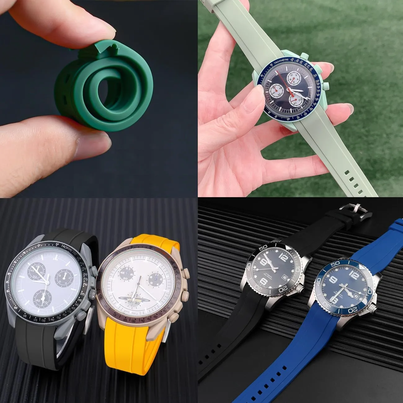 Rubber Strap Bracelet Brushed carnivore neoclassical Stainless Steel Buckle For Men Women 20mm 22mm Silicone Curved Lug End Rubber Watch Band Soft Sports 