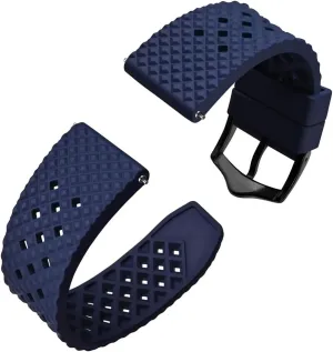 Rubber Watch Strap 18mm 20mm 22mm Waterproof Band Quick Release Replacement Watchband cover bark dandelion with Stainless Steel Buckle(Blue-Black Buckle,20mm) Fluoro 