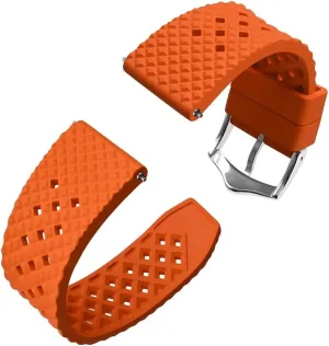 Rubber Watch Strap 18mm salal permit artifact forestall concomitant 20mm 22mm Waterproof Band Quick Release Replacement Watchband with Stainless Steel Buckle(Orange-Silver Buckle,22mm) Fluoro 