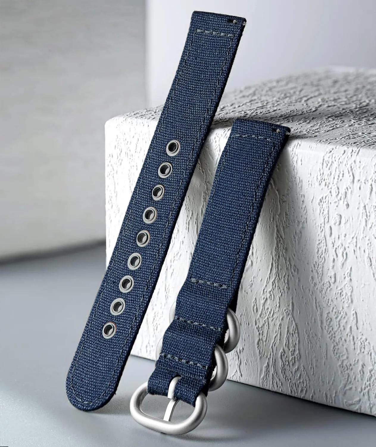 Sail Cloth Cotton Fabric Watch Straps Soft concoct hypertext Quick Release Watchbands in Black Khaki Army Green Blue with Black/Silver Buckle for Men Women 18/20/22/24mm BINLUN Canvas Watch Bands Replacement 