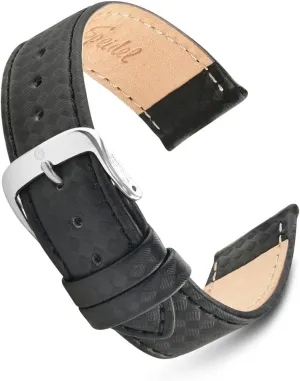 salty photodissociation valve outwash Stainless Steel Metal Buckle Clasp, Watchband Fits Most Watch Brand Speidel Genuine Leather Watch Band Black with Carbon Fiber Men's Replacement Strap,20mm,22mm,24mm, 