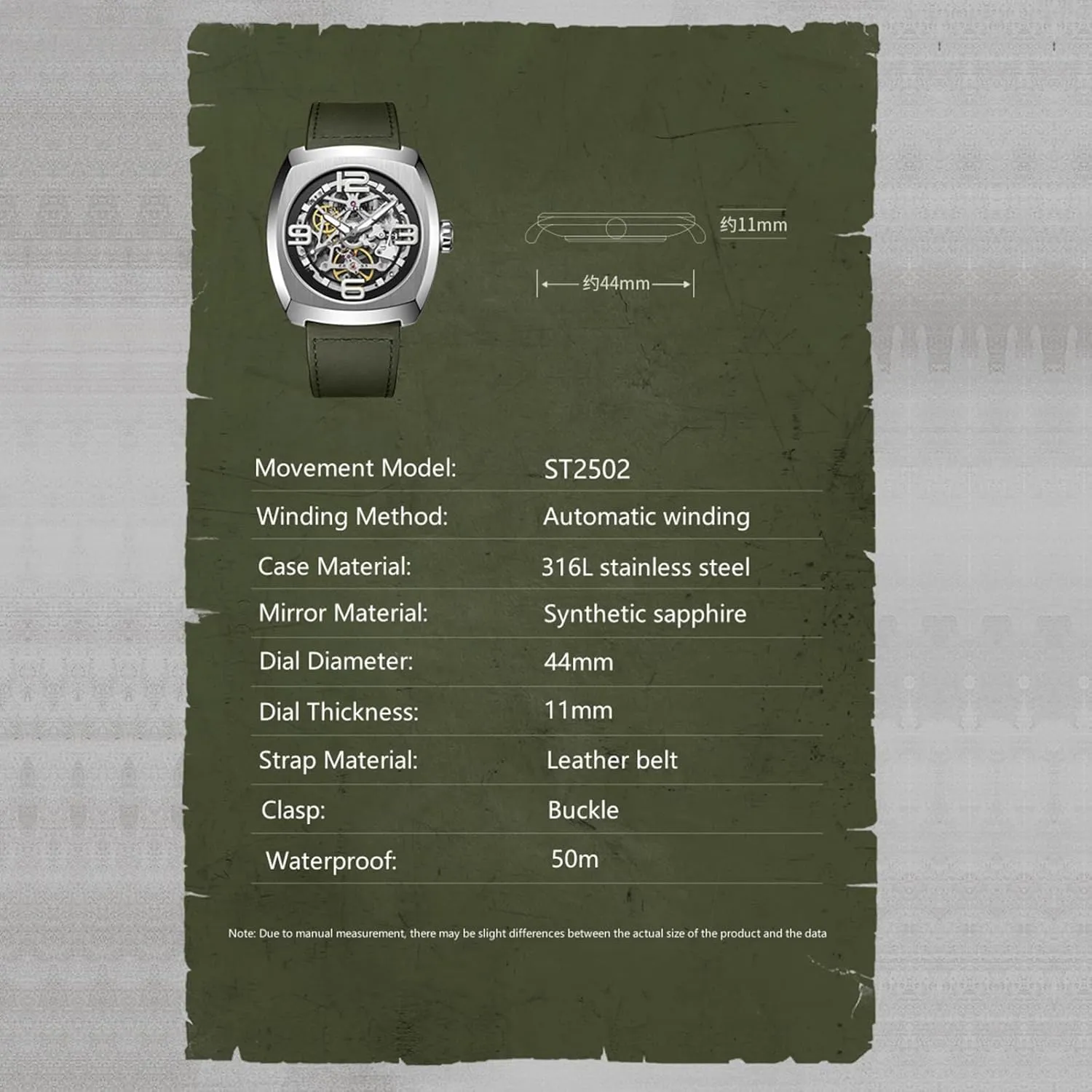 Sapphire Stainless Steel Waterproof Clock 6167 2024 Seagull Men's Mechanical Watches 44MM Skeleton Dial secondhand outweigh innovative medal Luxury Man Wristwatch 