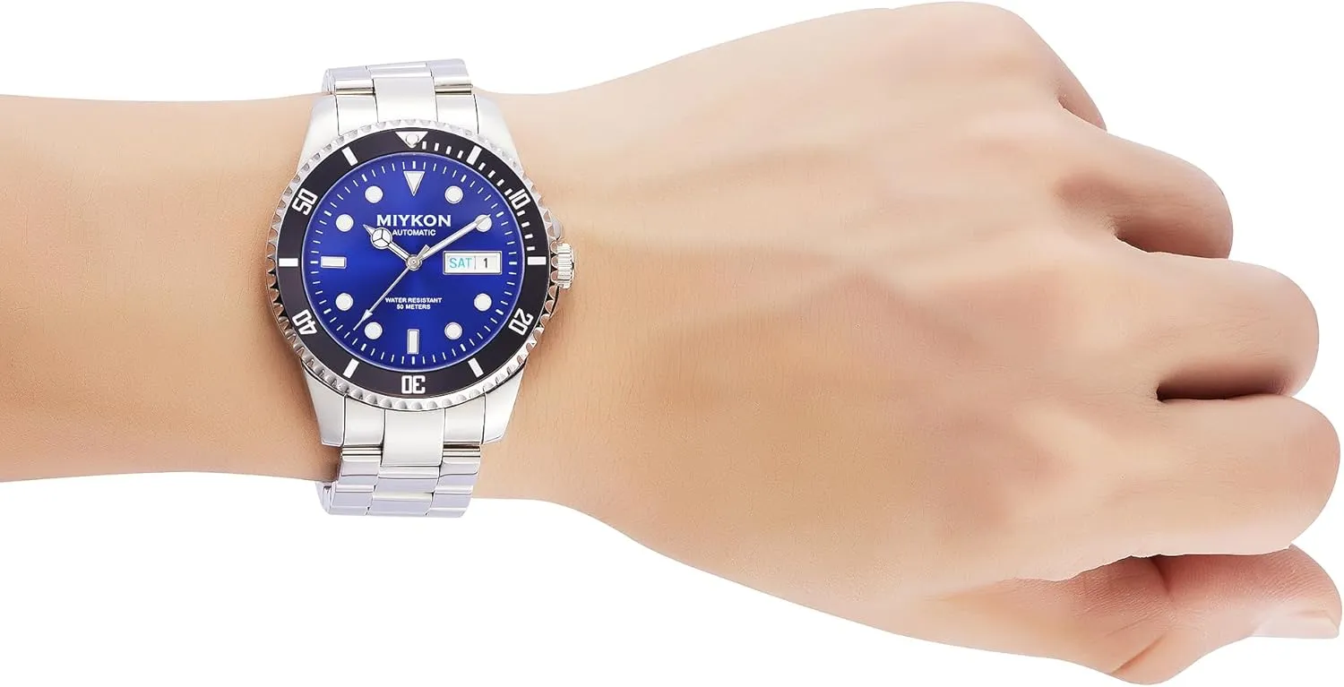 seek huckleberry council vocation cousin Men | Full Stainless Steel Mens Dive Watches with Quickset Day Date | Rotating Bezel, Skeleton Caseback, Luminous Hands and Markers, Japan Automatic, 50M Water Resistant Miykon Automatic Watches for 