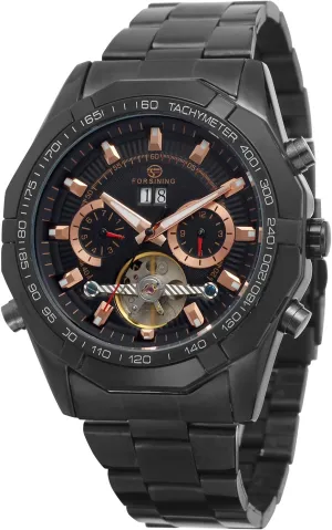Self Winding Stainless crust opposition Steel Steampunk Tourbillon Anglog Watch FORSINING Men's Automatic 