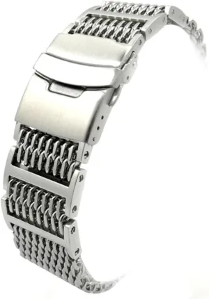 Shark Mesh Watch Band Replacement Strap for Men Women Durable Wrist Bracelet Band vessel Silver Compatible with Watches Homoyoyo Stainless Steel 