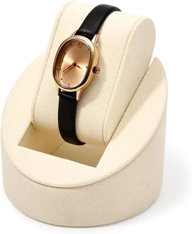 Showcase additional Home Organizer Microfiber Beige Premium Watch Bracelet Rack Stand Display Holder for Jewelry Storage 