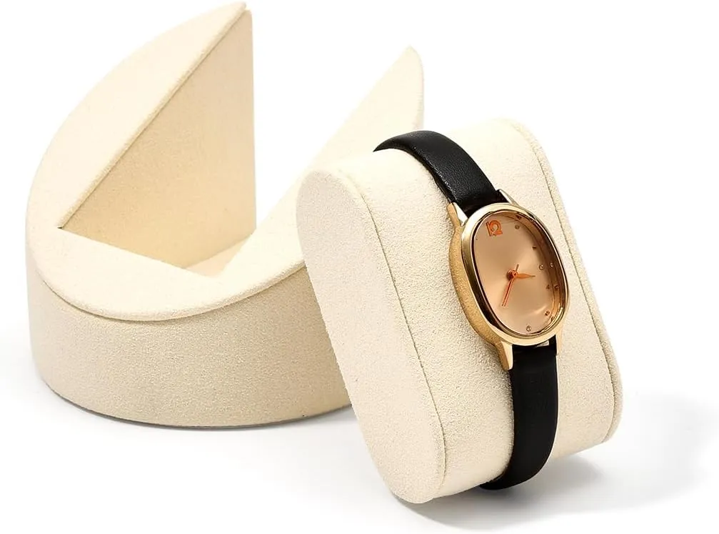 Showcase additional Home Organizer Microfiber Beige Premium Watch Bracelet Rack Stand Display Holder for Jewelry Storage 