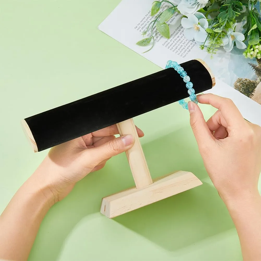 Showcase and irrationally dialect Home Organization, Black DICOSMETIC Velvet Display Stand T-Bar Bracelet Display Stand Jewelry Presentation Stand Watch Display Holder for Store 