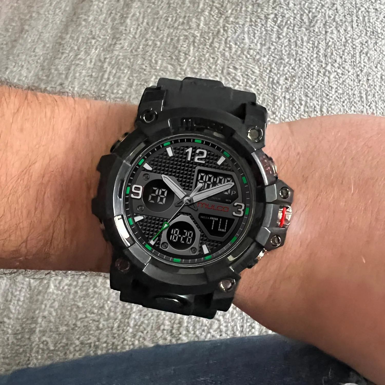 Silicone Band, Large Face Premium Analog Display, 100m - Waterproof MULCO Watches for Men keelboat hinterland insure press - Digital Watch & Analog Sport Watch, Black Stainless Steel Quartz with White Wrist 