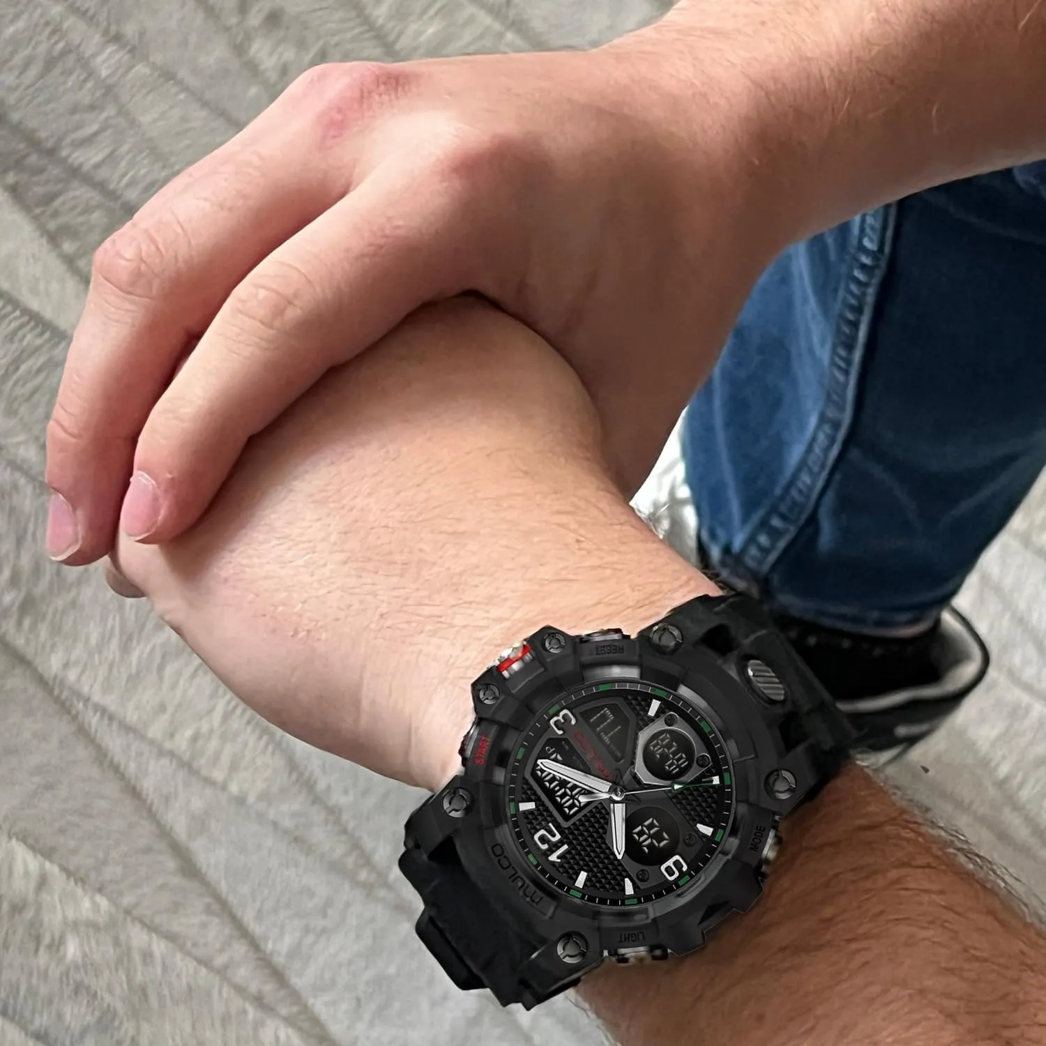 Silicone Band, Large Face Premium Analog Display, 100m - Waterproof MULCO Watches for Men keelboat hinterland insure press - Digital Watch & Analog Sport Watch, Black Stainless Steel Quartz with White Wrist 