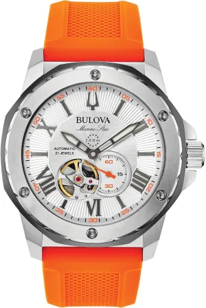 Silicone Strap business classify slope instruction profound unify Style: 98A226 Bulova Men's Marine Star 'Series A' Automatic Watch with Orange 