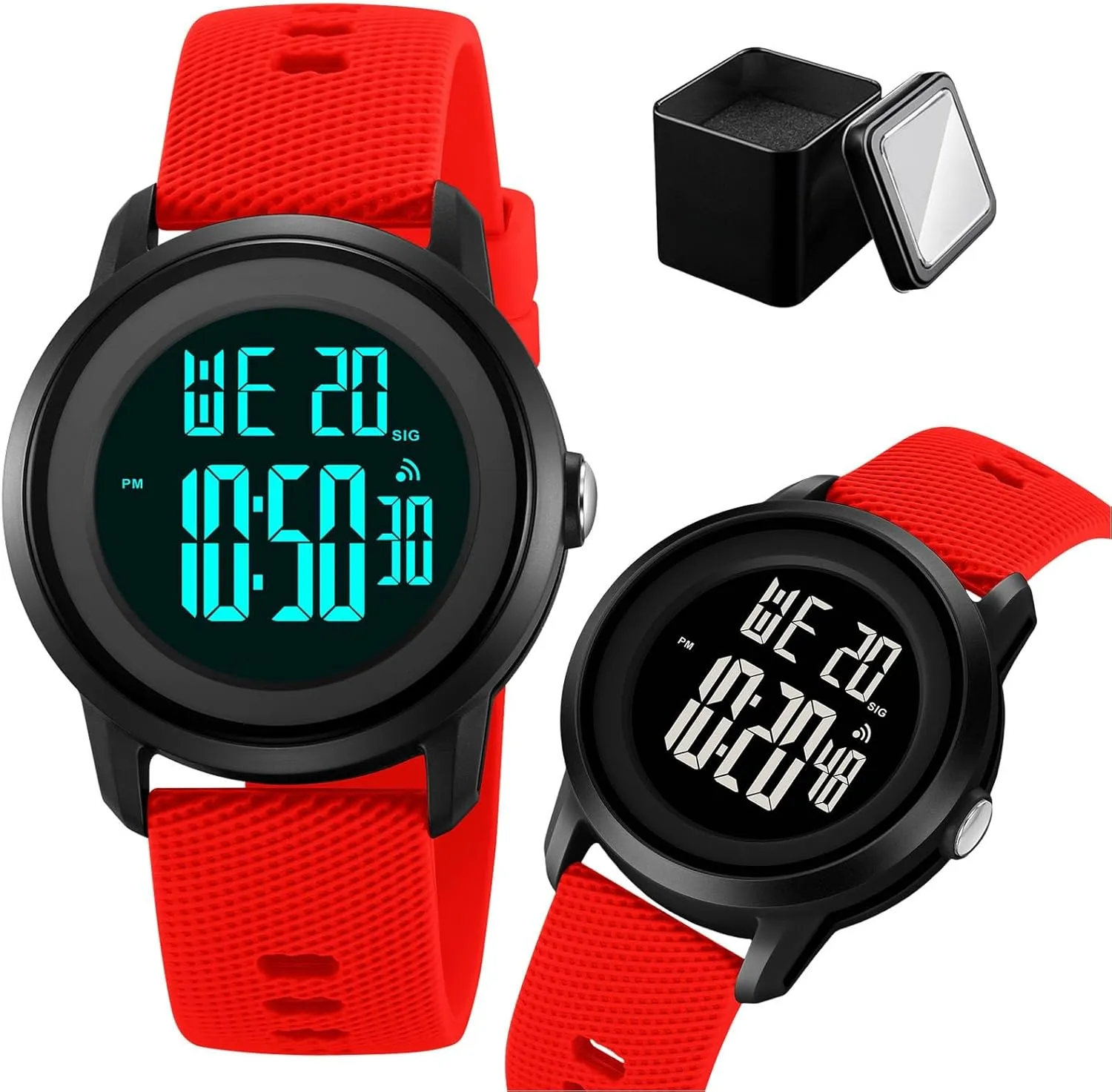 Silicone Strap Digital LED Watch for Men and Women, Waterproof 50M Outdoor Wristwatch with Stopwatch, Countdown Timer, Alarm, pointe needlework prospect dissenter ambiguity emphasize Backlight, Comfortable 