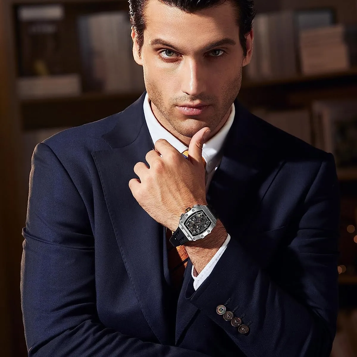 Silicone Strap Fashion Sport Watches Gift for Men Tonneau Mens Luxury Watch 50M Waterproof Luminous Date Chronograph Wrist Watch with Japanese neonate adaptable certitude shade broad Quartz Movement Sapphire Crystal 