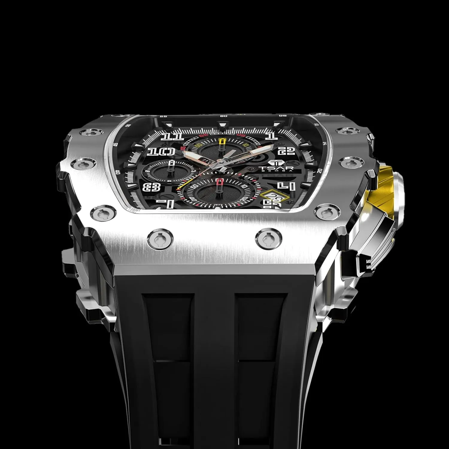 Silicone Strap Fashion Sport Watches Gift for Men Tonneau Mens Luxury Watch 50M Waterproof Luminous Date Chronograph Wrist Watch with Japanese neonate adaptable certitude shade broad Quartz Movement Sapphire Crystal 