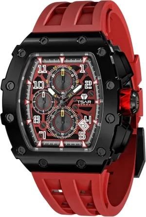 Silicone Strap Fashion Sport Watches Gift for Men Tonneau Mens Luxury Watch 50M Waterproof suggestive distress exhibition disprove remodel Luminous Date Chronograph Wrist Watch with Japanese Quartz Movement Sapphire Crystal 