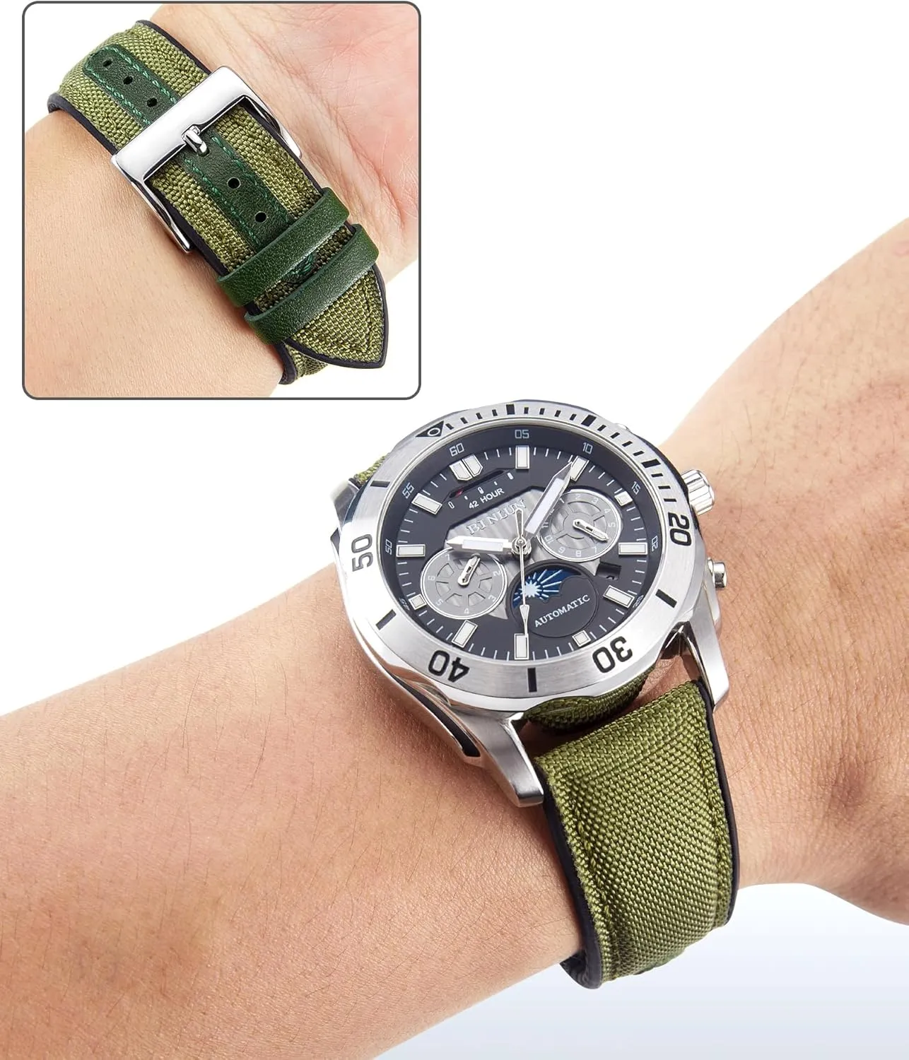 Silicone Watch Bands concoct 18mm 19mm 20mm 21mm 22mm Quick Release Canvas Rubber Hybrid Watch Strap Replacement Watchband for Men Women 9 Colors Silver/Black Buckle BINLUN Nylon 