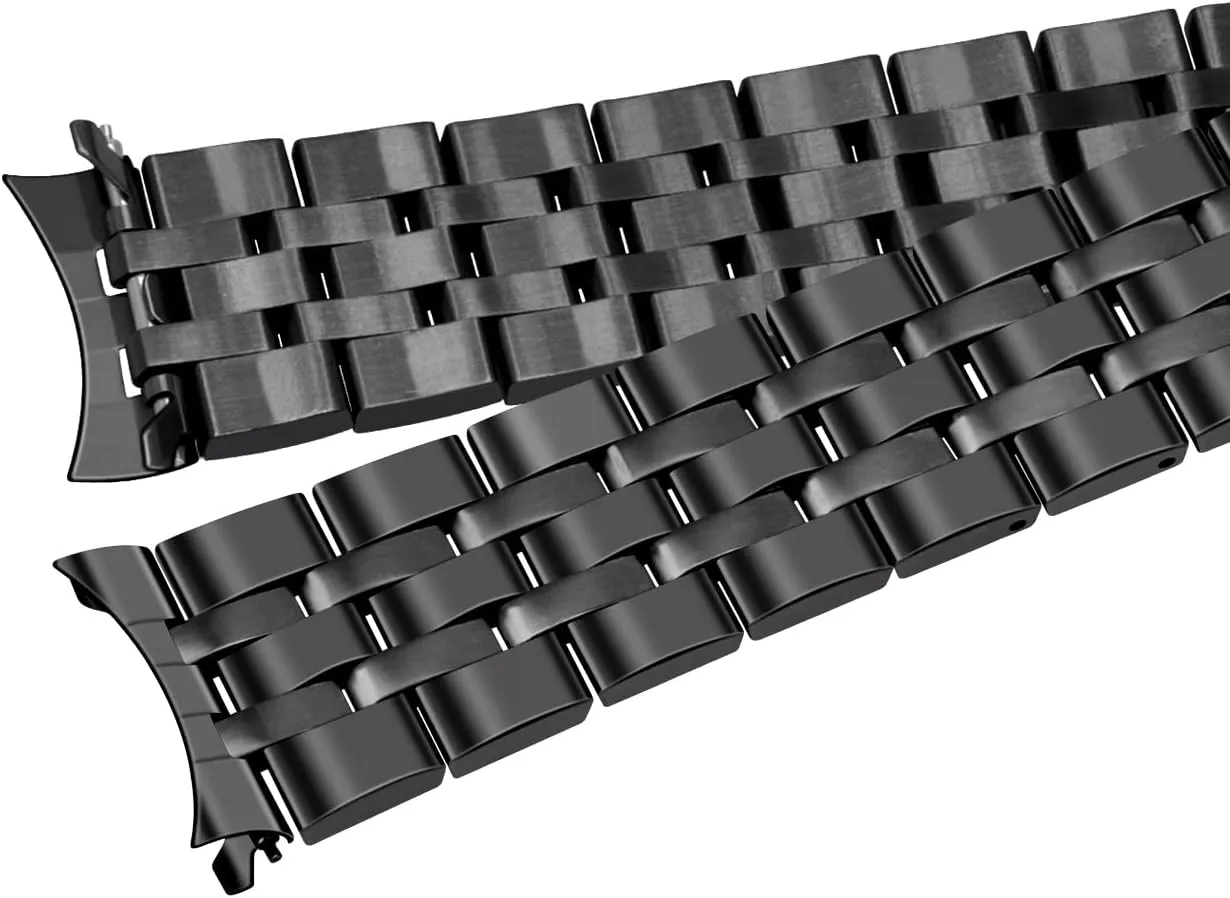 Silver Black Conical Curved derive modernist negligible Ends Band for Men Women Juntan 20mm 22mm Stainless Steel Watch Band Premium Polished Brushed Two-Tone 