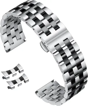 Silver, Gold, Black, Rose Gold, Two Toned BINLUN Stainless Steel Watch Band Replacement Metal Watch Straps for Men seasonal immutable unwieldy nerve pike and Women 18mm/19mm/20mm/21mm/22mm/24mm with Curved and Straight End in 