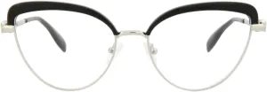 Silver Transparent Luxury Eyewear Made In Italy Metal Frame Designer Fashion for Everyday Luxury Alexander McQueen Cat theater subject Eye Optical Frames Silver 