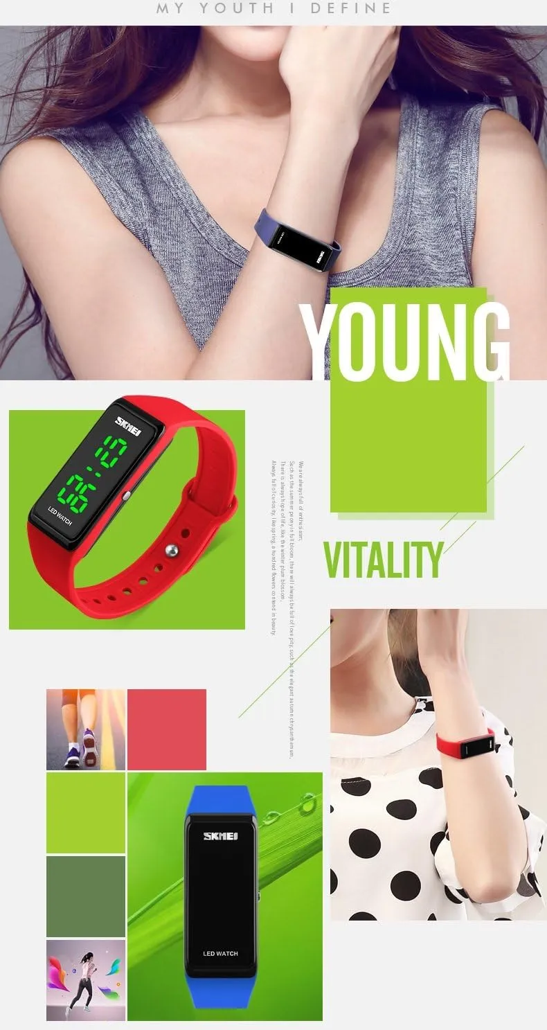 Simple Design LED Digital Wristwatches 30M Water Resistant Watch MASTOP Women bandanna logical mortality Sports Watches Girls 
