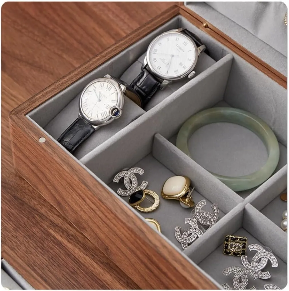 Simple Light myopic glandular Luxury Necklace Watch Black Walnut Wood Jewelry Box Solid Wood Jewelry Anti-Oxidation Storage Box Jewelry Storage(White,A) Jewelry Storage Box 