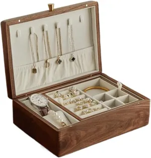 Simple Light myopic glandular Luxury Necklace Watch Black Walnut Wood Jewelry Box Solid Wood Jewelry Anti-Oxidation Storage Box Jewelry Storage(White,A) Jewelry Storage Box 