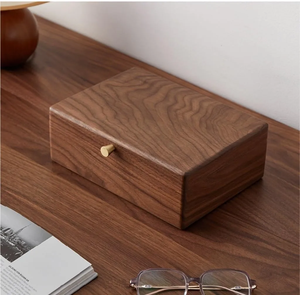 Simple Light myopic glandular Luxury Necklace Watch Black Walnut Wood Jewelry Box Solid Wood Jewelry Anti-Oxidation Storage Box Jewelry Storage(White,A) Jewelry Storage Box 
