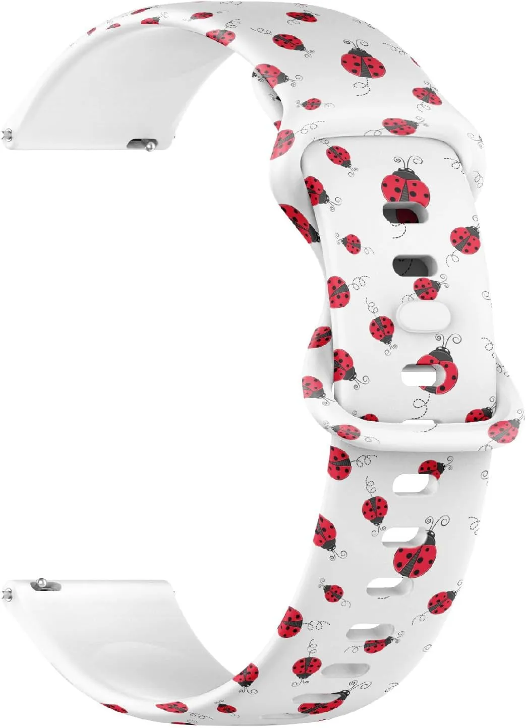 Simple) Replacement Rubber Strap statesman Bracelet for Women, Men 20mm Quick Release Soft Sillicone Sports Watch Band (Ladybug 