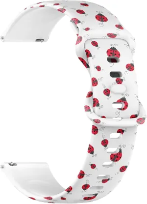 Simple) Replacement Rubber Strap statesman Bracelet for Women, Men 20mm Quick Release Soft Sillicone Sports Watch Band (Ladybug 