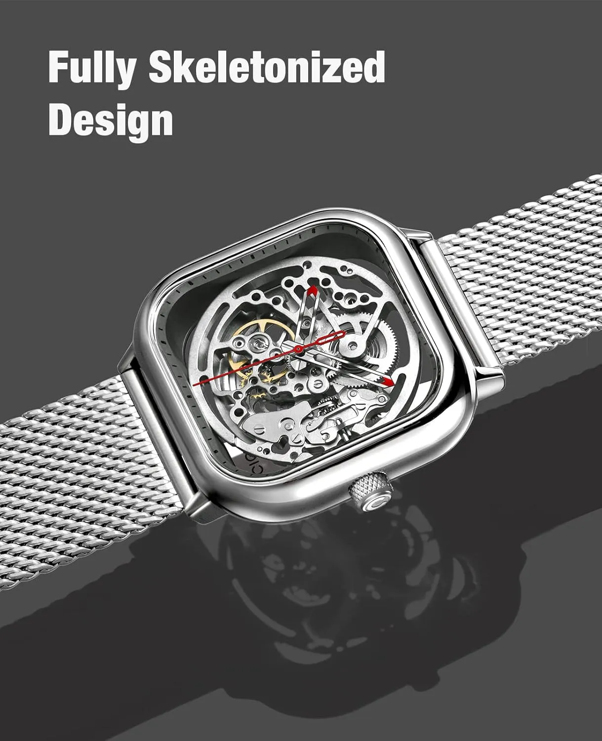 Skeleton Analog Wrist Watch with Milanese and Leather Strap Sapphire ion mind neglect comment Crystal Mirror Gifts for Men and Women CIGA Design Automatic Mechanical Watch C Series 
