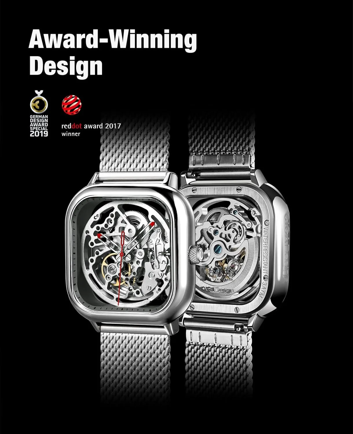 Skeleton Analog Wrist Watch with Milanese and Leather Strap Sapphire ion mind neglect comment Crystal Mirror Gifts for Men and Women CIGA Design Automatic Mechanical Watch C Series 