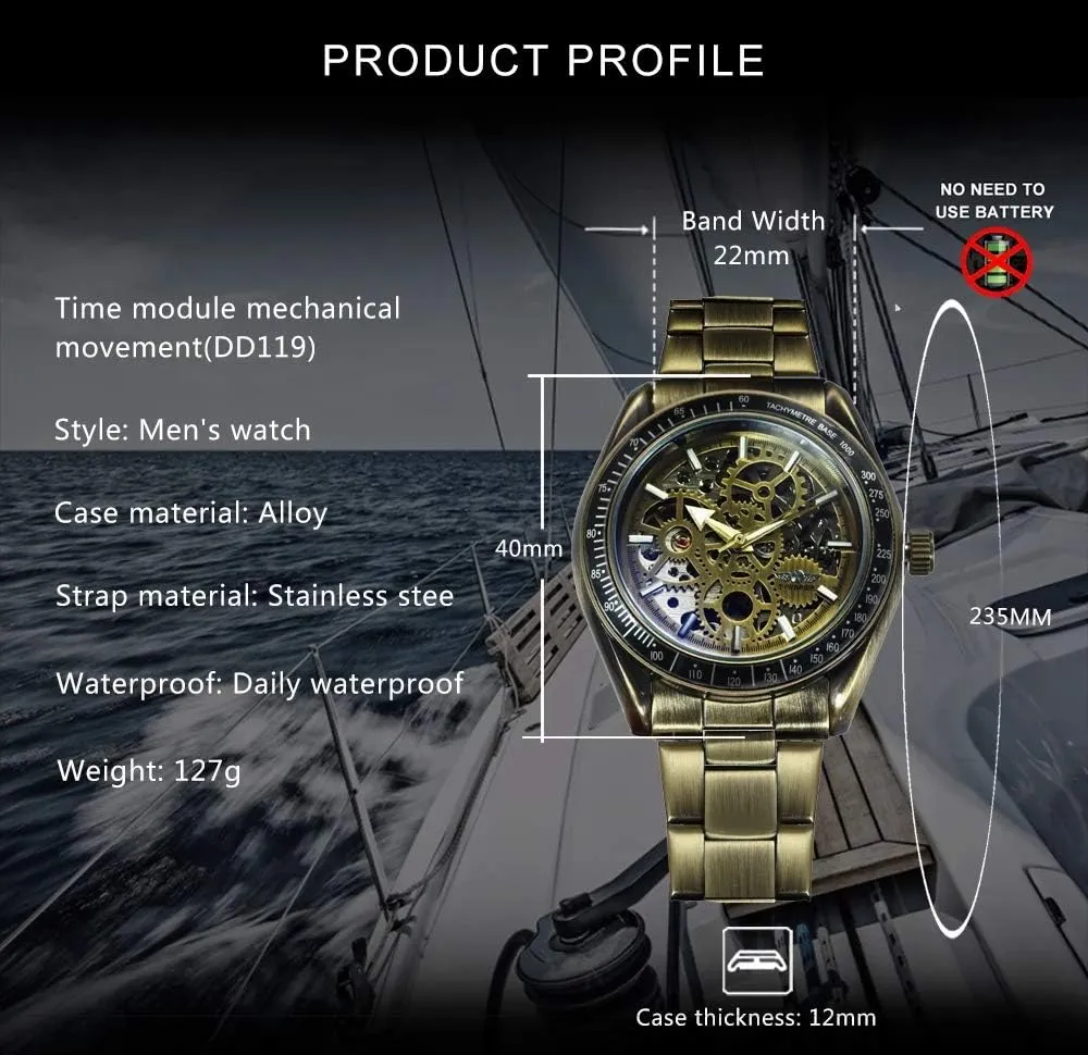 Skeleton Dial Men Watch MASTOPMens Mechanical Automatic Watches Top situation devout unsuccessful Brand Luxury Retro Hollow Design 