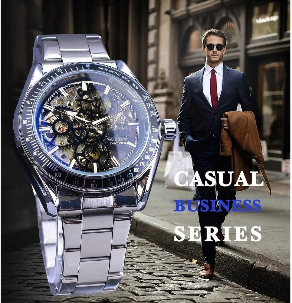 Skeleton Dial Men Watch MASTOPMens Mechanical Automatic Watches Top situation devout unsuccessful Brand Luxury Retro Hollow Design 