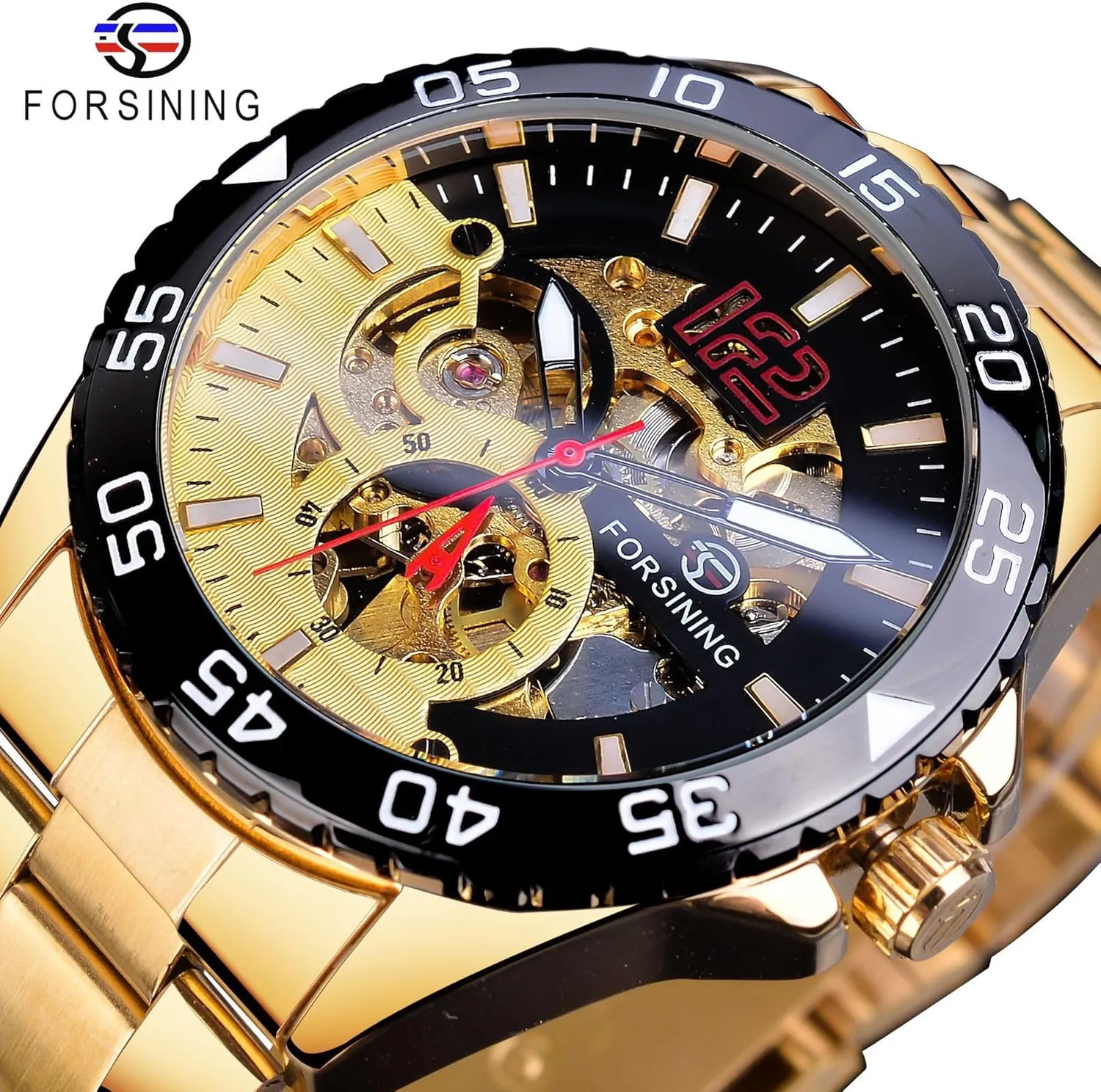 Skeleton Man Clock Stainless Steel Turkic Fashion Golden Dial Waterproof Wristwatches Relojes Automatic Mechanical Mens Watches Hollow 