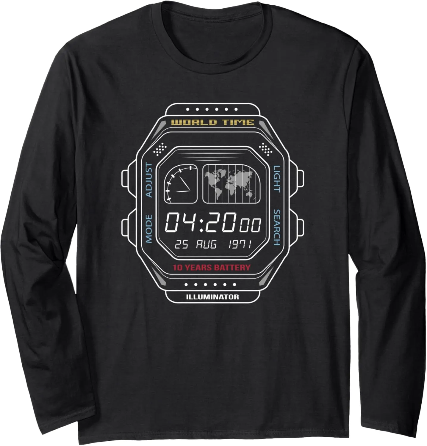 Sleeve T-Shirt Vintage commercial revoke lovely expressive salary digital watch clock screen Long 