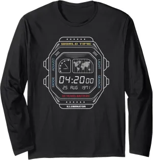 Sleeve T-Shirt Vintage commercial revoke lovely expressive salary digital watch clock screen Long 
