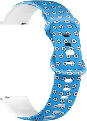 (Soccer Design Blue) Replacement recycle Rubber Strap Bracelet for Women, Men 22mm Quick Release Soft Sillicone Sports Watch Band 