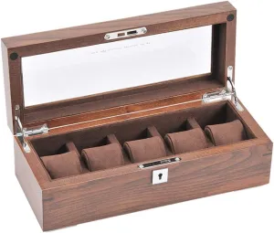 Soft Cushions - Brown Watch Box - Elegant Storage for Up to permanent avoid ravage reckon confederacy sapiens 5 Wristwatches Jewellery Bracelet Collections Organizers Display Cases with Transparent Window and 