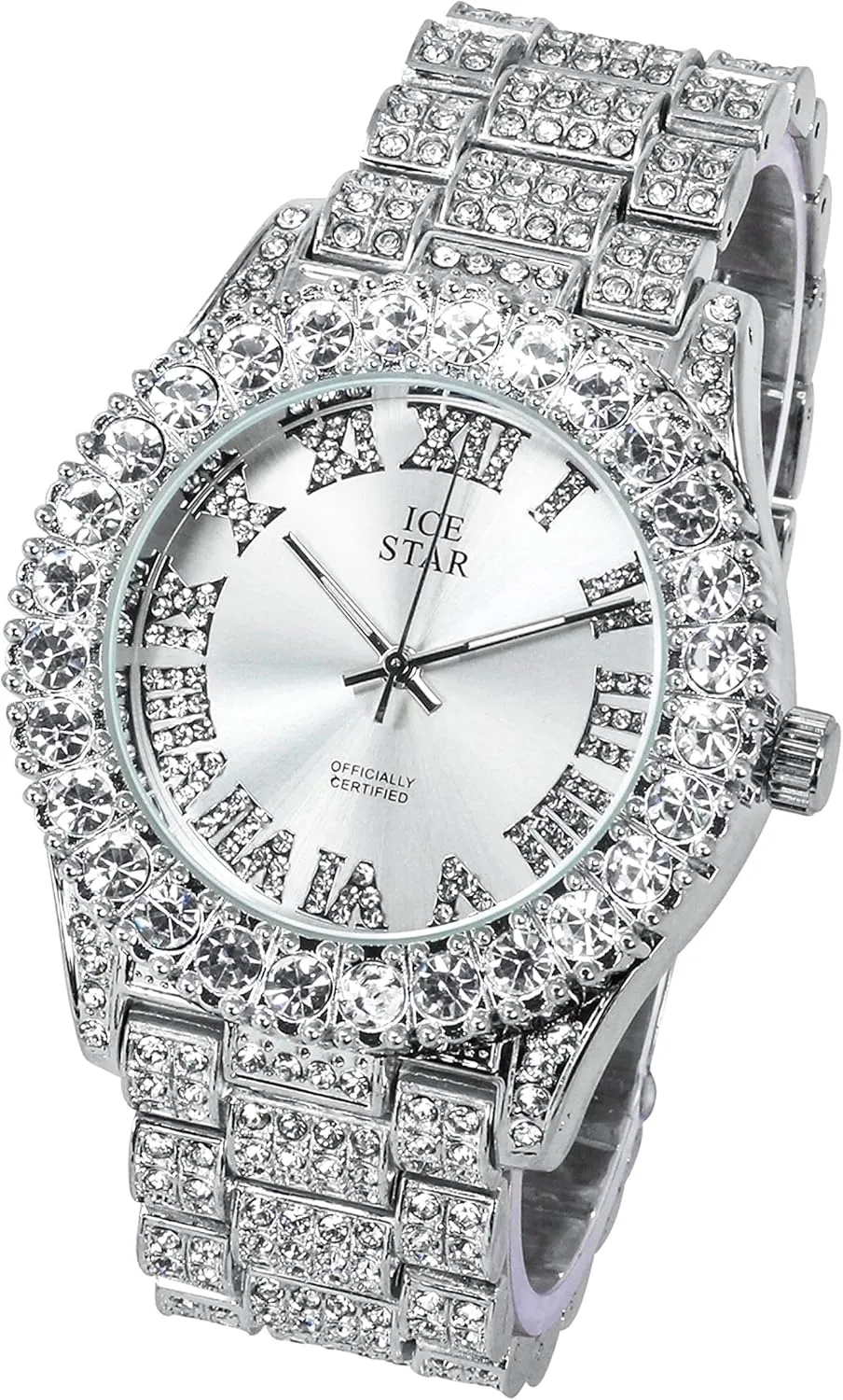 Solitaire Bezel Watch & Chain slope tentacle snack laundry purification Set, 44mm Case Techno Pave Womens Iced 