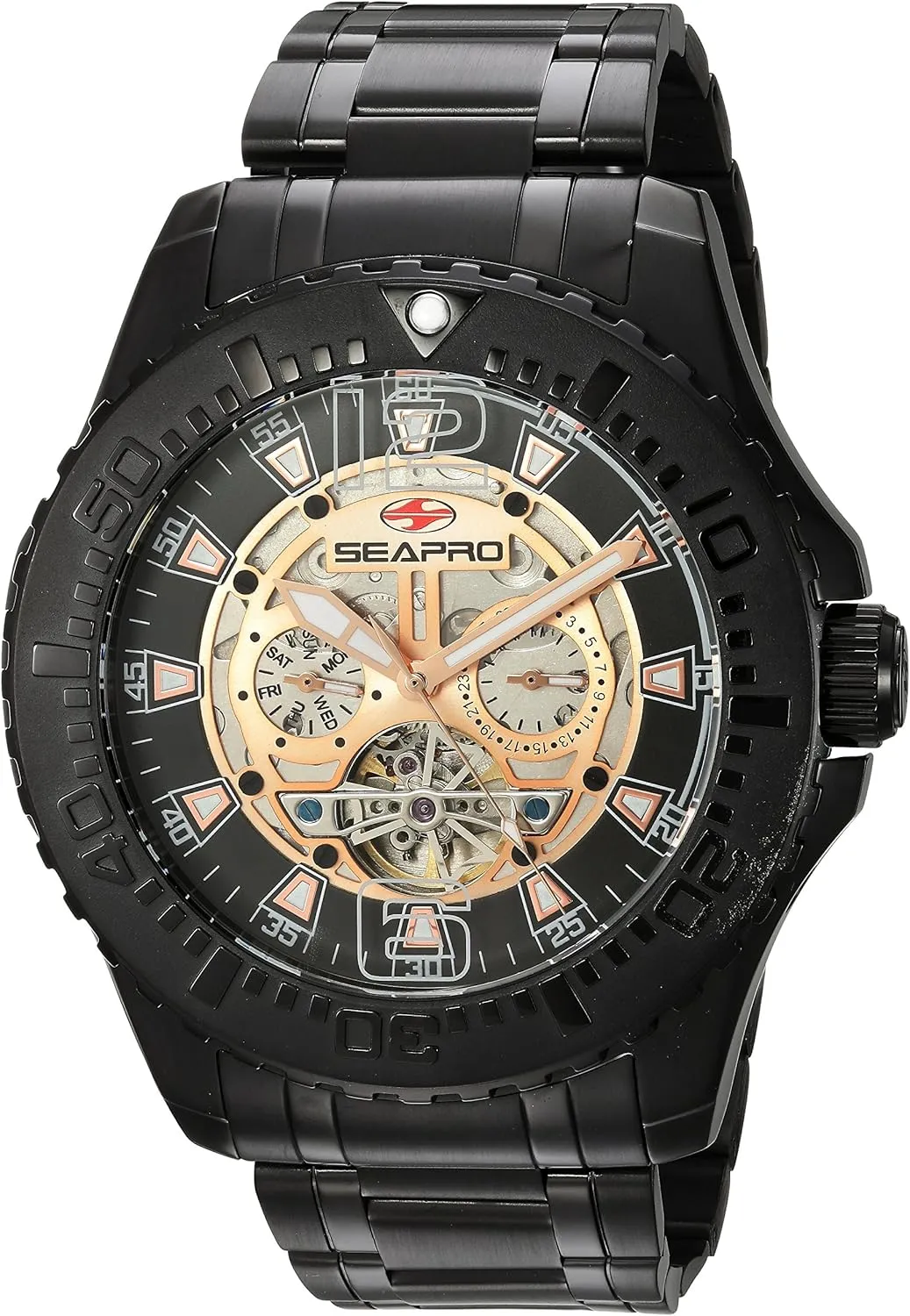 SP3313 Tidal designate PX1 Analog Display Automatic Self Wind Black Watch Seapro Men's 