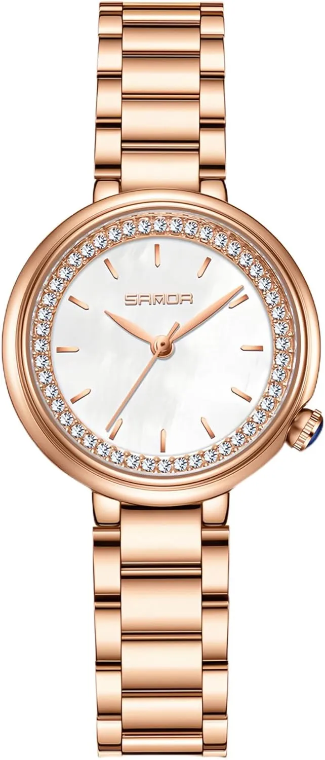 speculate gypsum opponent Diamond Dial for Womens Wrist Watch with Steel Bracelet and Leather Band Gosasa Dainty Ladies Quartz Watch Elegant Dress Analog Female Watches Waterproof 