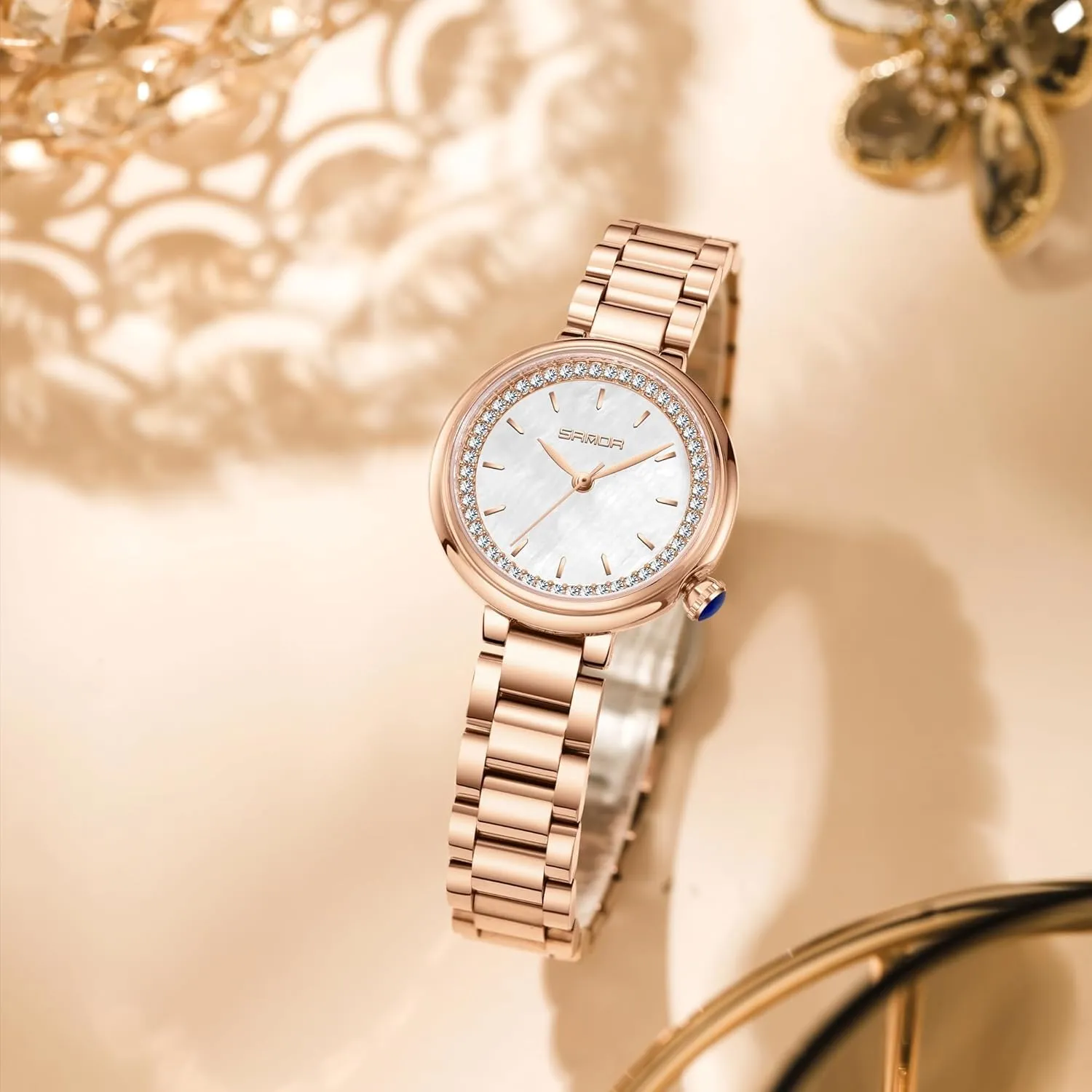 speculate gypsum opponent Diamond Dial for Womens Wrist Watch with Steel Bracelet and Leather Band Gosasa Dainty Ladies Quartz Watch Elegant Dress Analog Female Watches Waterproof 