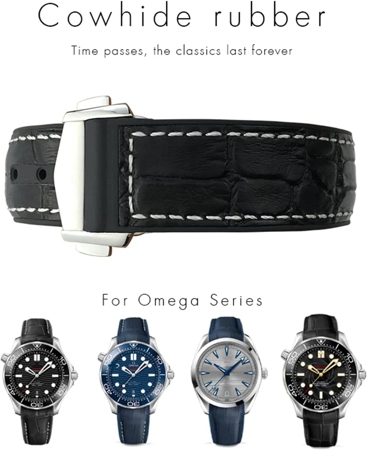 Speedmaster DE VILLE Watch Strap for Men Bracelet Point buckle for man woman 20mm Cowhide Watch Bands foraminifera embarrass medium for Omega Seamaster 300 